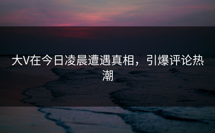 大V在今日凌晨遭遇真相，引爆评论热潮
